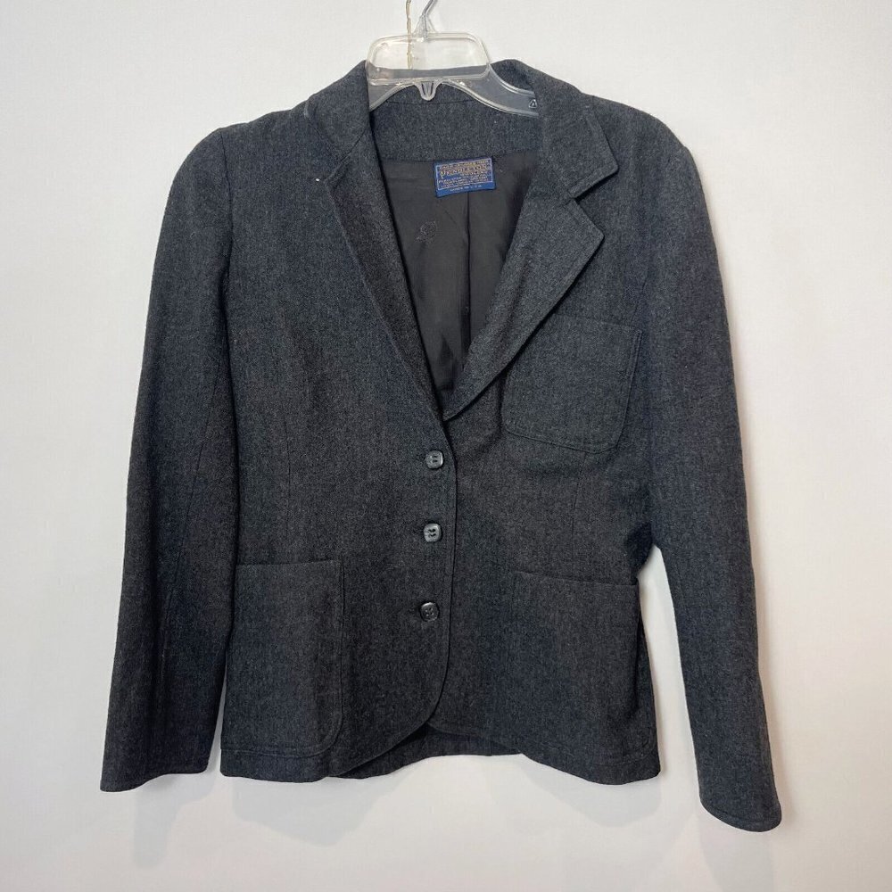 Pendleton‎ Womens Wool Single Breasted Coat Dark Gray S Lined 3 Buttons Formal